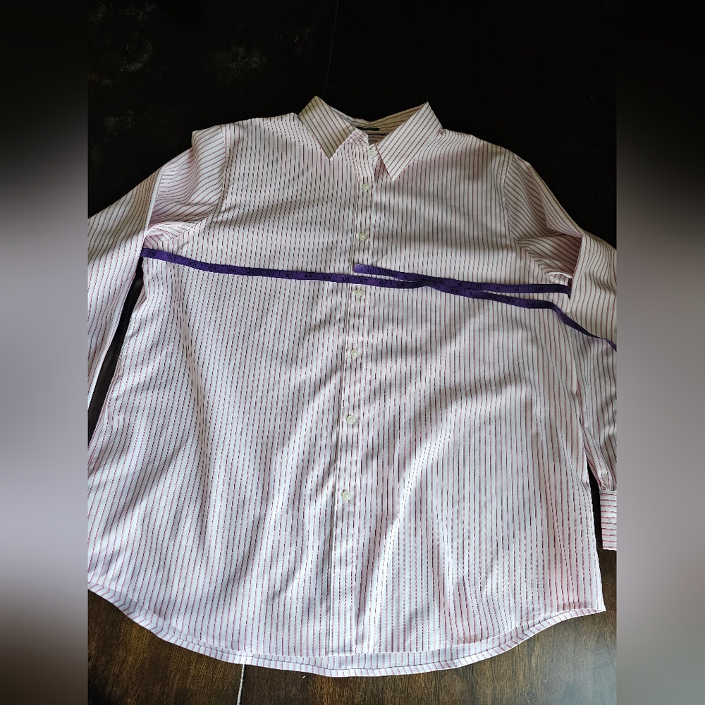 Women's Pink Stripe Button-Front Dress Shirt - Picture 7 of 16
